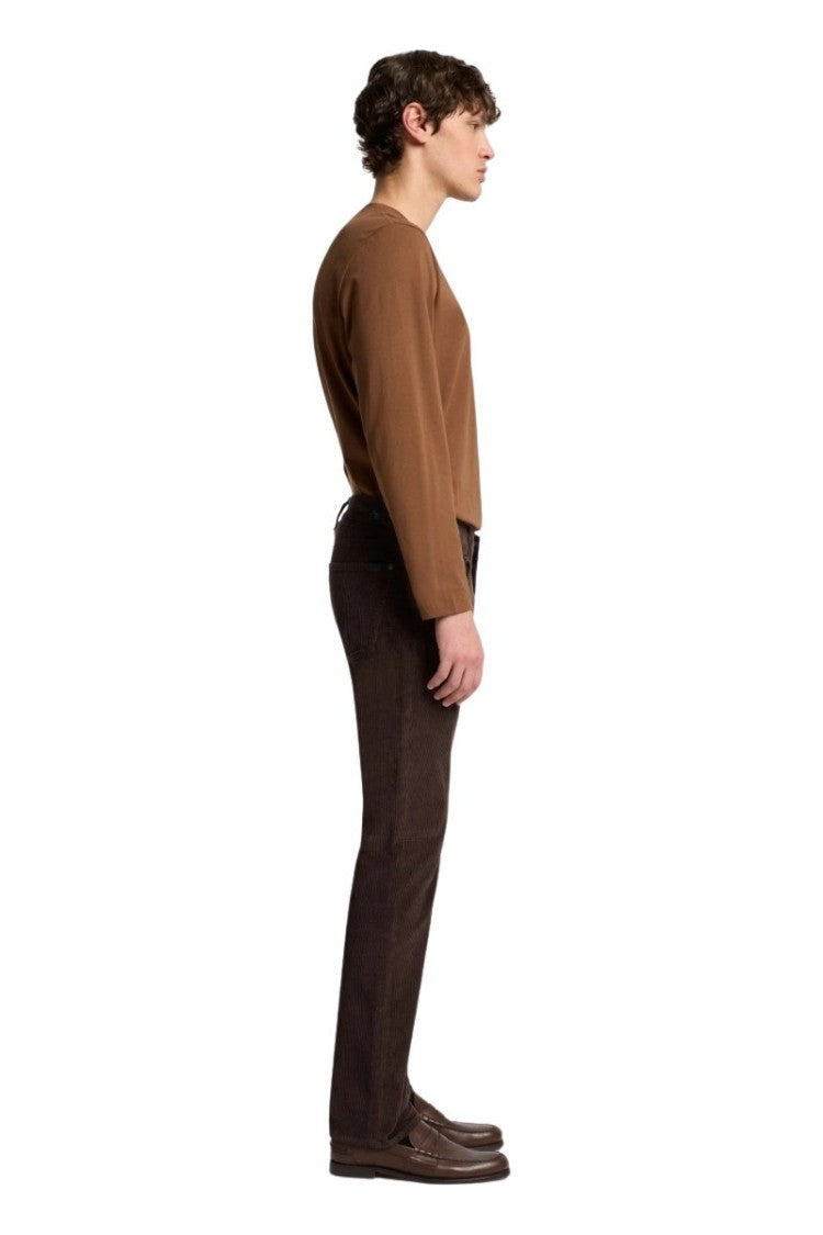 7 For All Mankind Straight-Fit Corduroy Pants In Coffee Brown