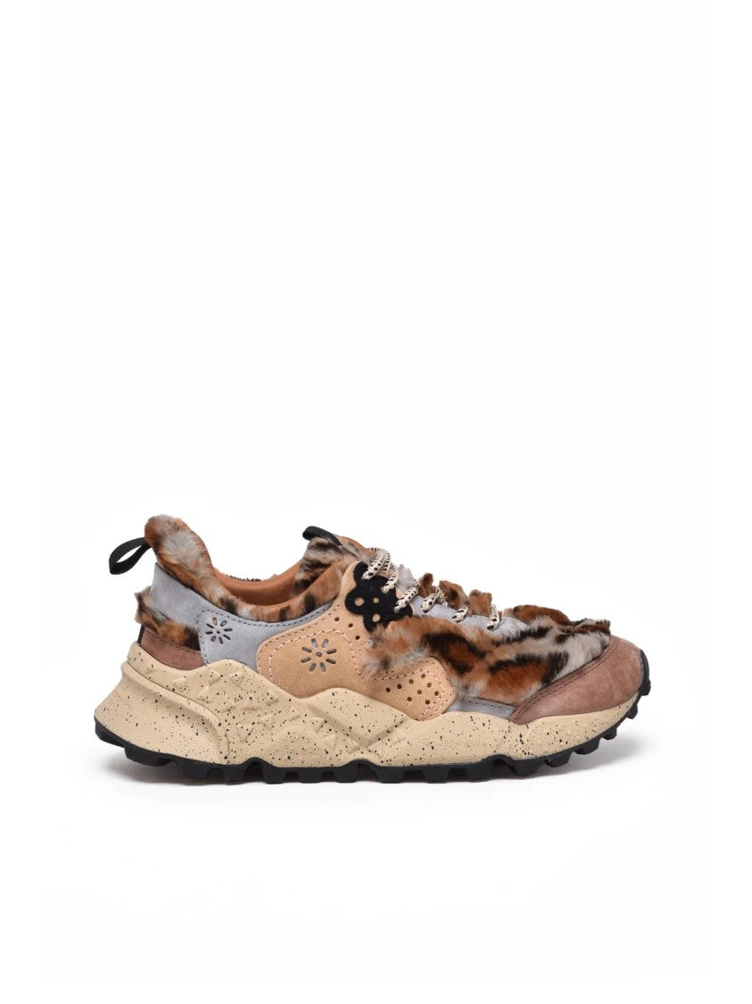 Flower Mountain Beige Leather-Blend Chunky Sneakers