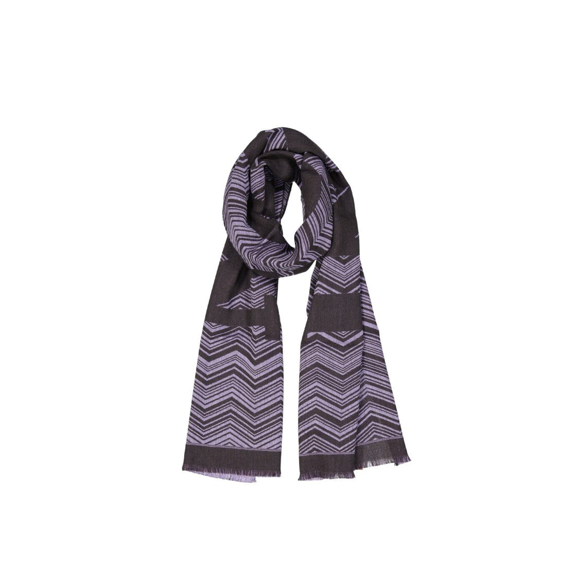 Missoni Chevron Pattern Wool Scarf With Fringe Detail