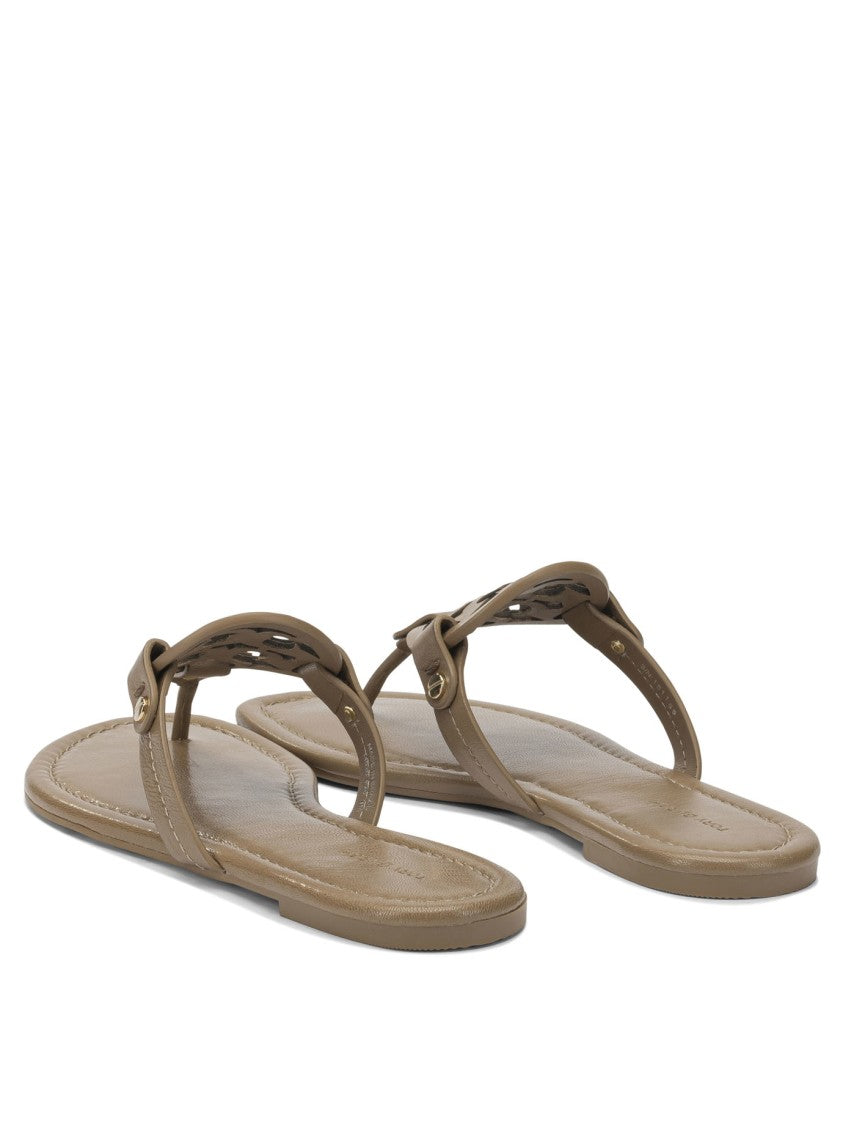 Tory Burch Cut-Out Pattern Sandals With Circular Emblem