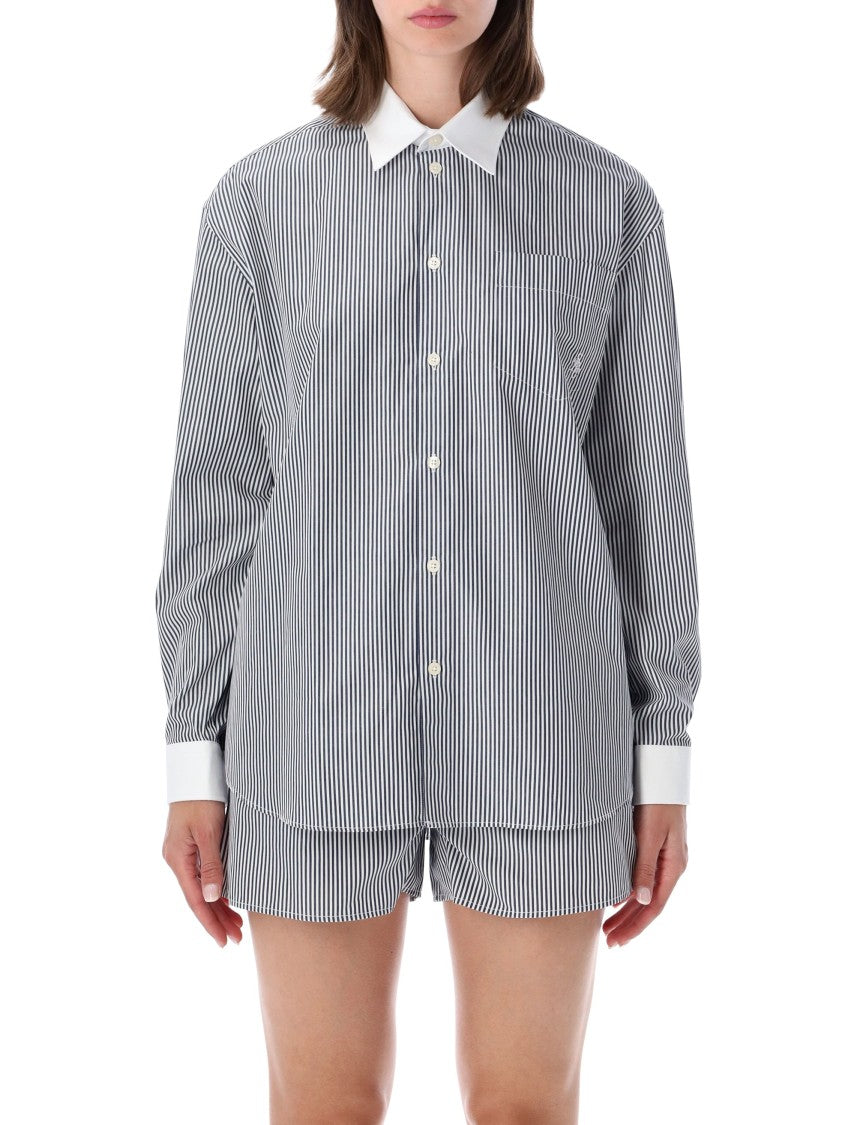 Sporty And Rich Striped Oversized Casual Shirt
