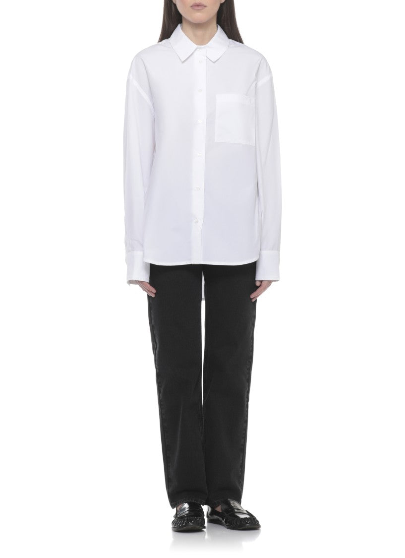 Loulou De Saison White Lee Embroidered Cotton Shirt