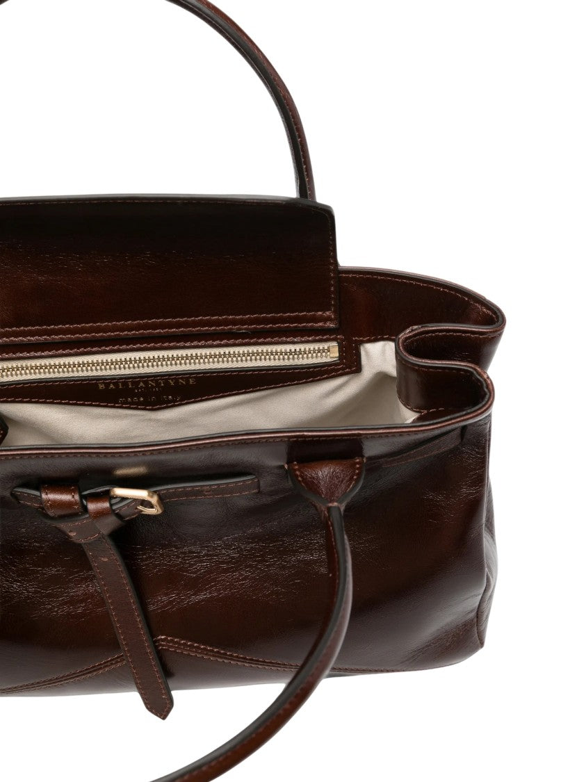 Ballantyne Structured Dark Brown Calf Leather Shoulder Bag