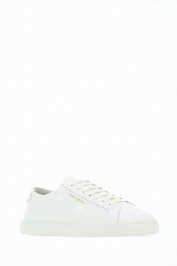 Saint Laurent Minimalist Low-Top Leather Sneakers With Gold Branding