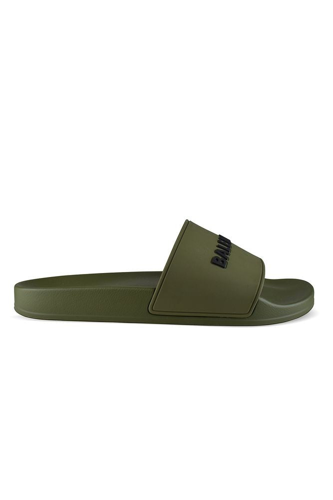 Balenciaga Khaki Green Rubber Pool Slippers