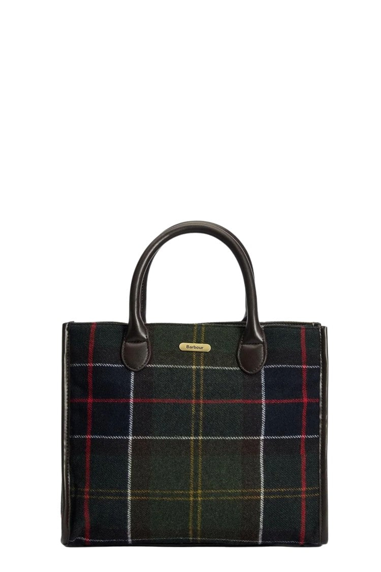 Barbour Classic Tartan Leather-Trimmed Tote Bag