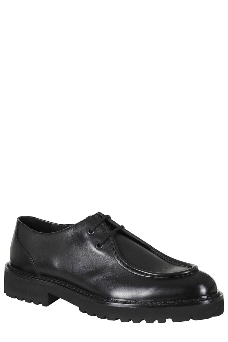 Doucal's Black Parabout Smooth Leather Lace-Up Derby Shoes