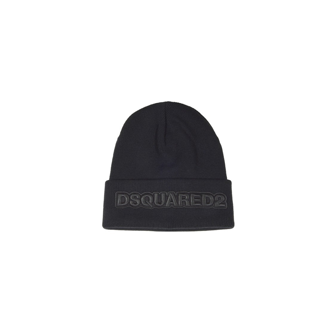 Dsquared2 Black Wool Hat With Logo Patch
