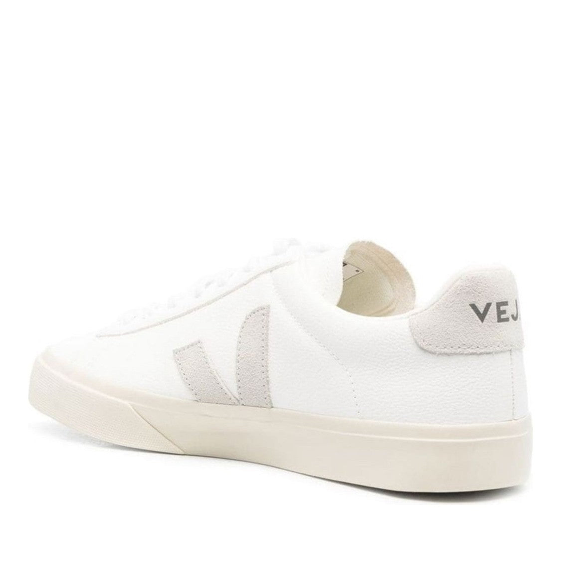 Veja Campo White Low-Top Textured Logo Leather Sneakers