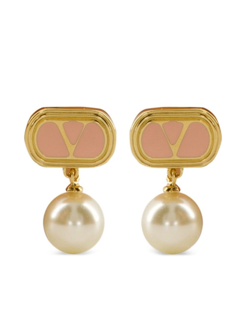Valentino Garavani Logo And Pearl Earrings
