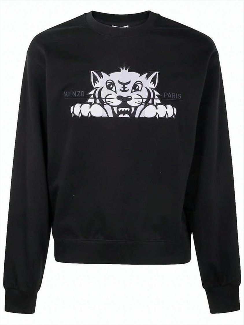 Kenzo Long Sleeve Black Sweatshirt With Bold Tiger Graphic