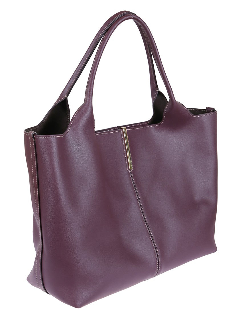 Tod's Burgundy Calfskin Shopping Bag