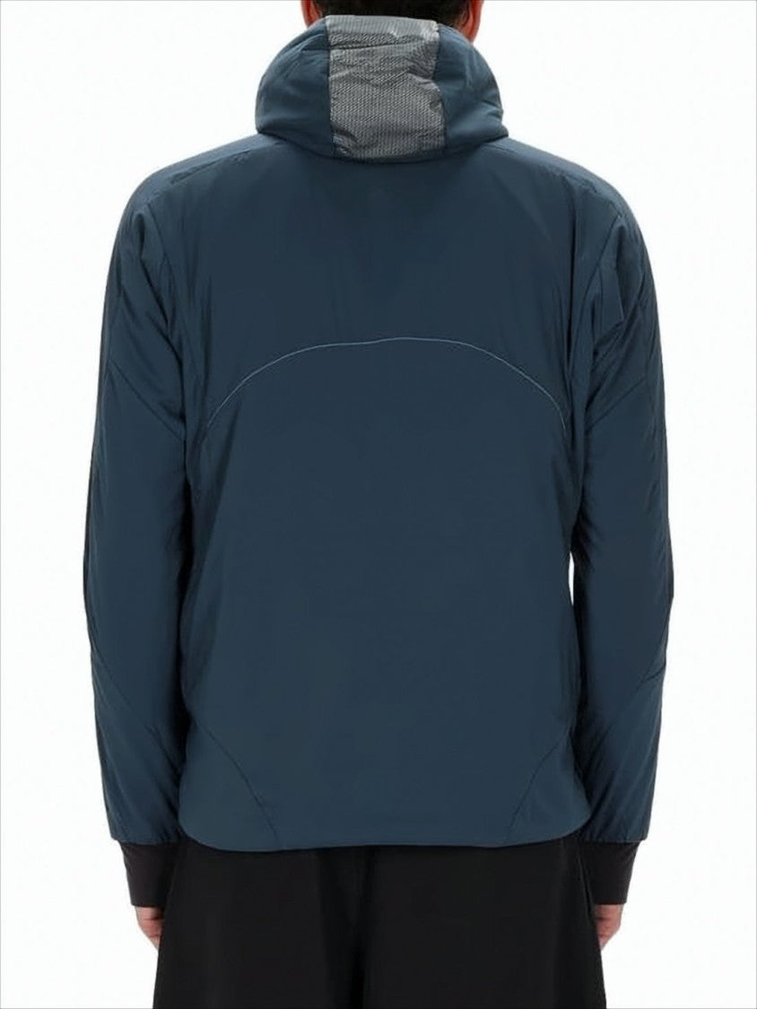 And Wander Modern Blue Nylon Jacket With Ribbed Cuffs