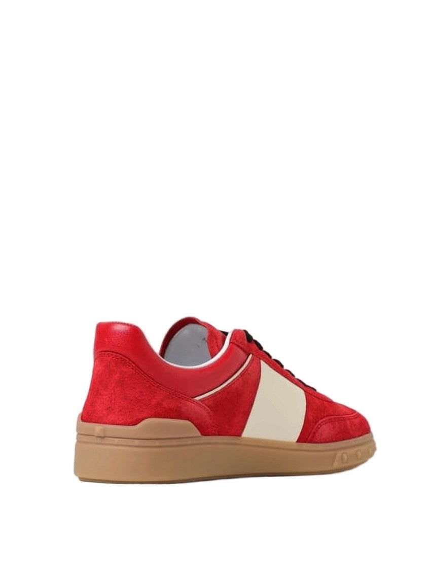 Valentino Garavani Red Suede Sneakers With Gum Rubber Sole