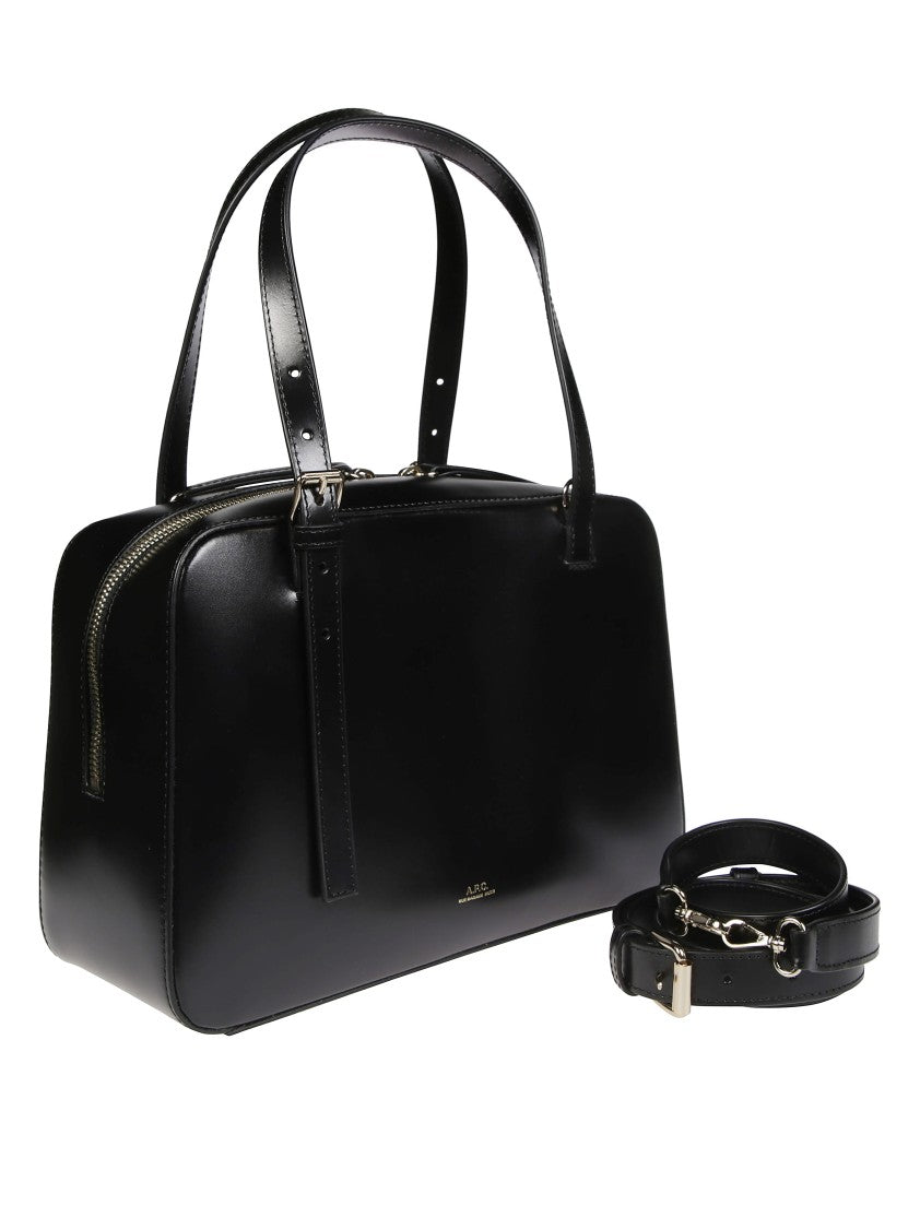 A.P.C. Structured Black Handbag With Glossy Finish