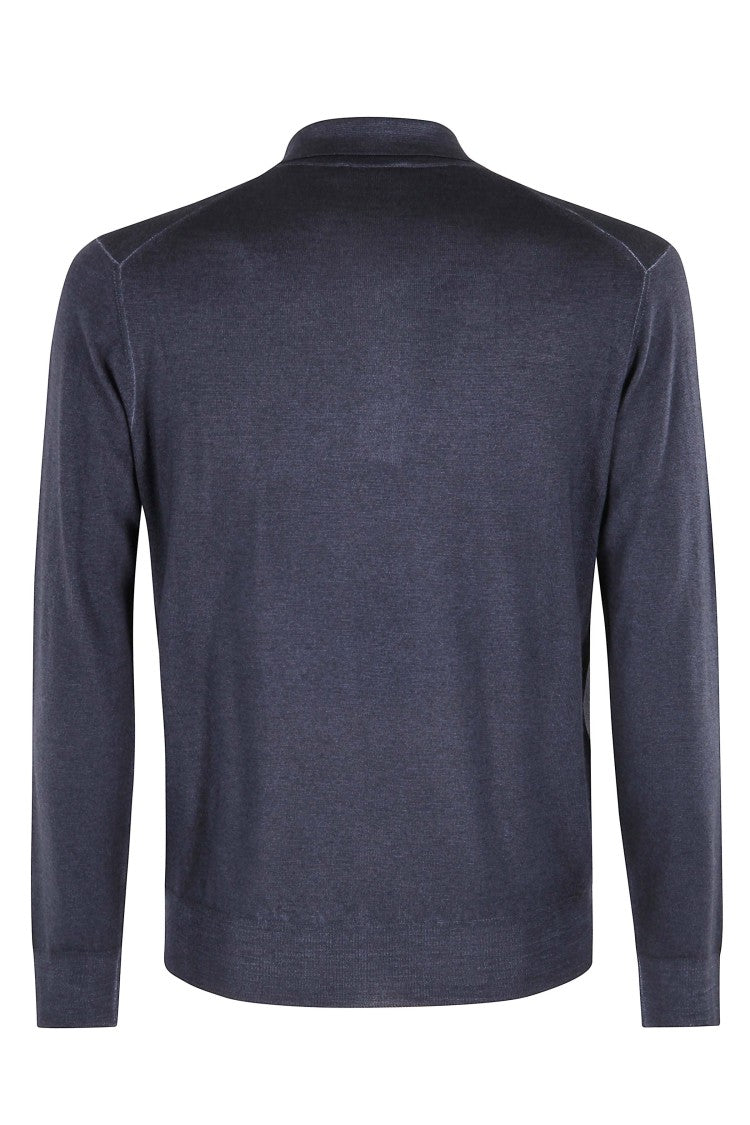 Altea Blue Polo Sweater With Collar And Buttons