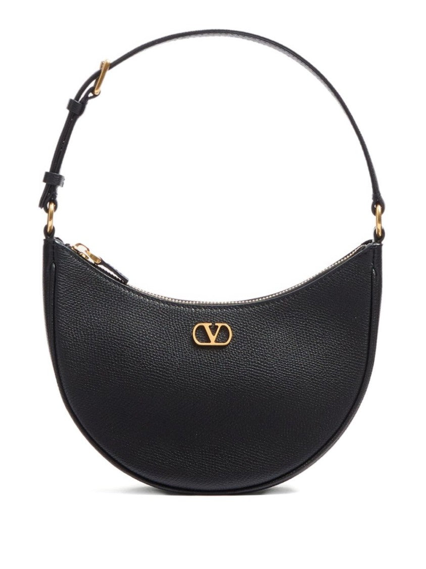 Valentino Garavani Crescent-Shaped Handbag In Textured Leather