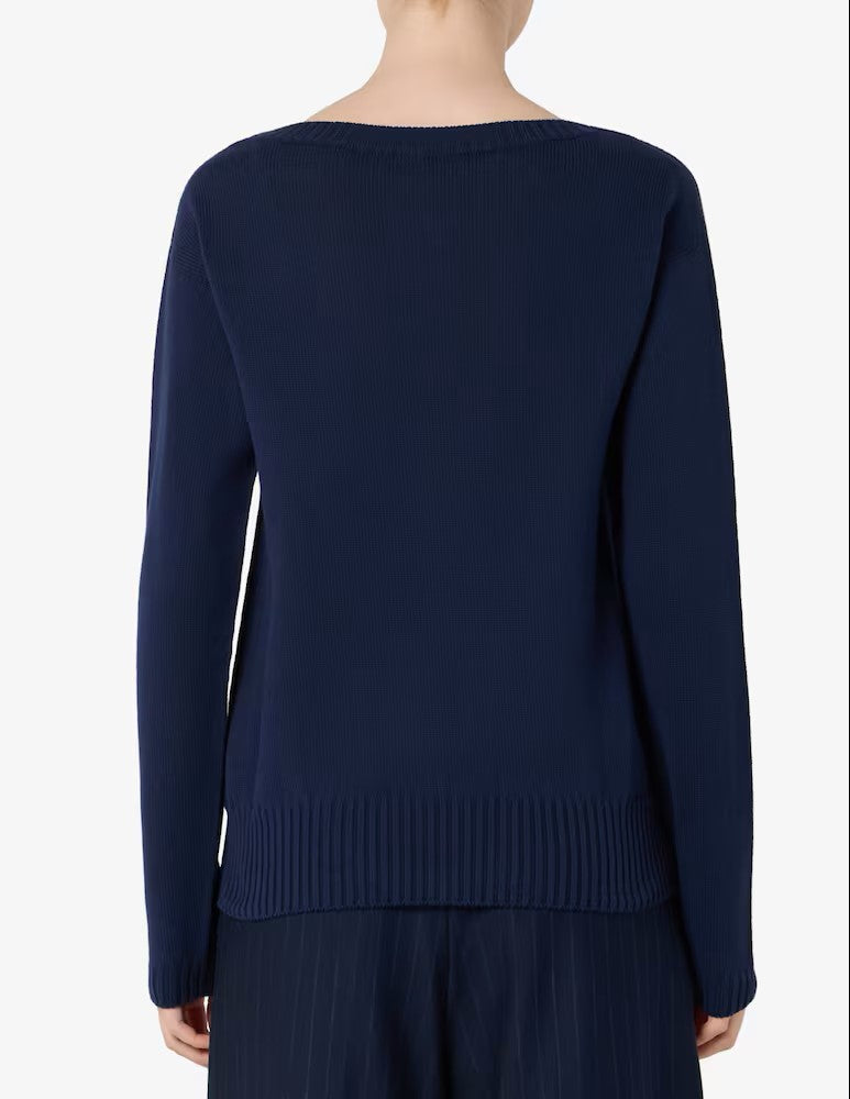 Max Mara Navy Blue Regular Fit Knit Top