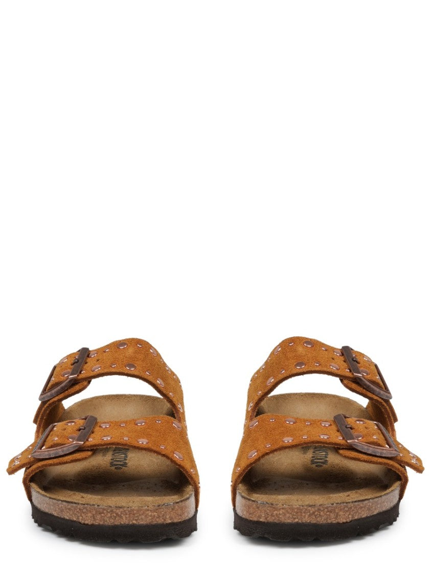 Birkenstock Two-Strap Brown Leather Sandals With Adjustable Buckles