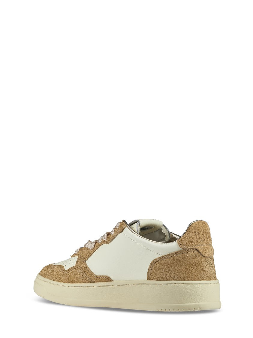 Autry Smooth And Textured Leather Sneakers With Padded Collar