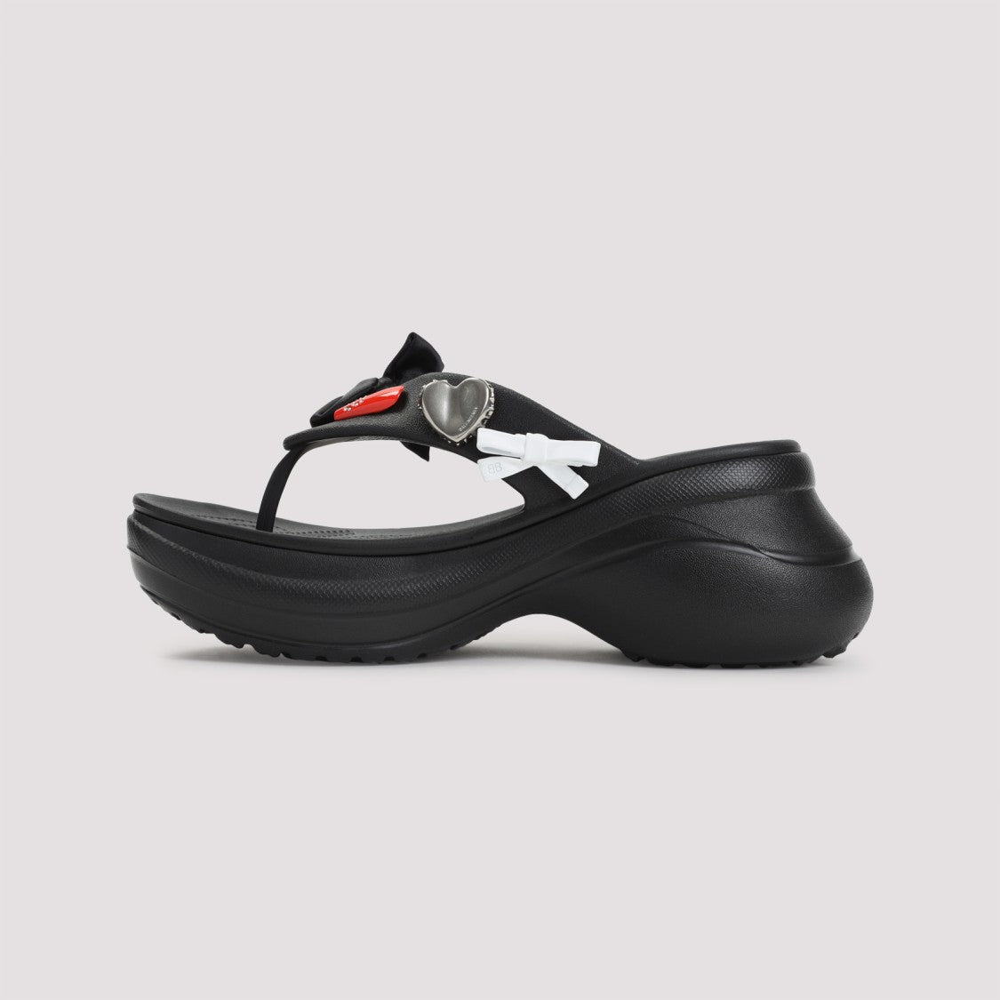 Balenciaga Rubber Sandals With Playful Heart Embellishments