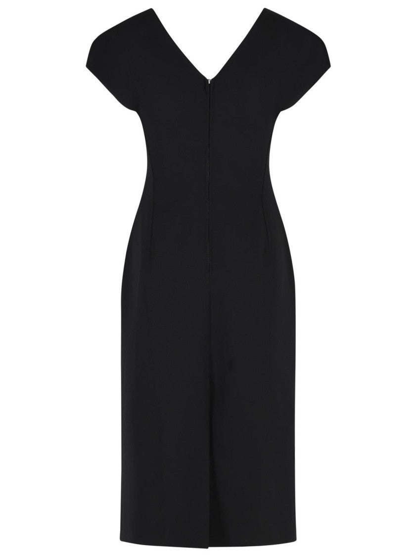 Jil Sander Black Virgin Wool Midi Dress