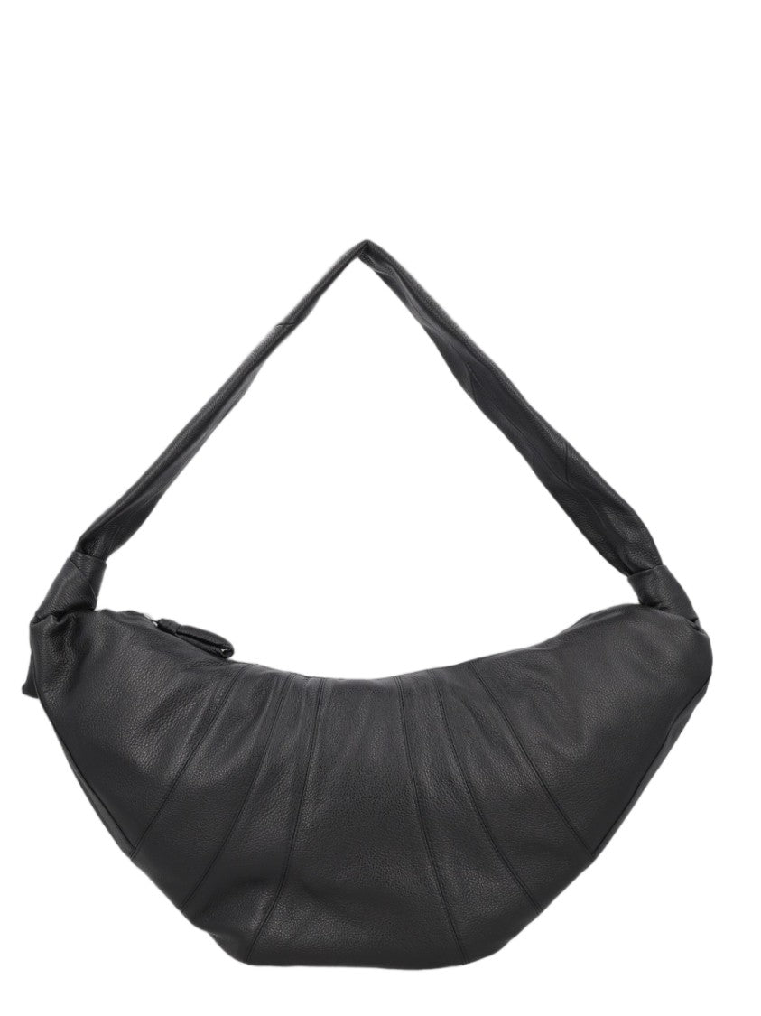 Lemaire Black Padded Strap Pleated Cow Leather Shoulder Bag