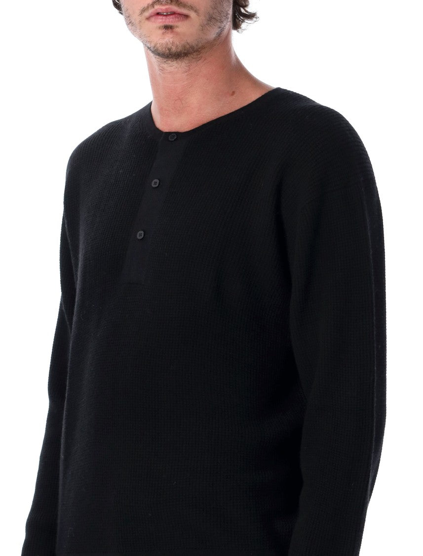 Studio Nicholson Long-Sleeve Button Placket Knit Top
