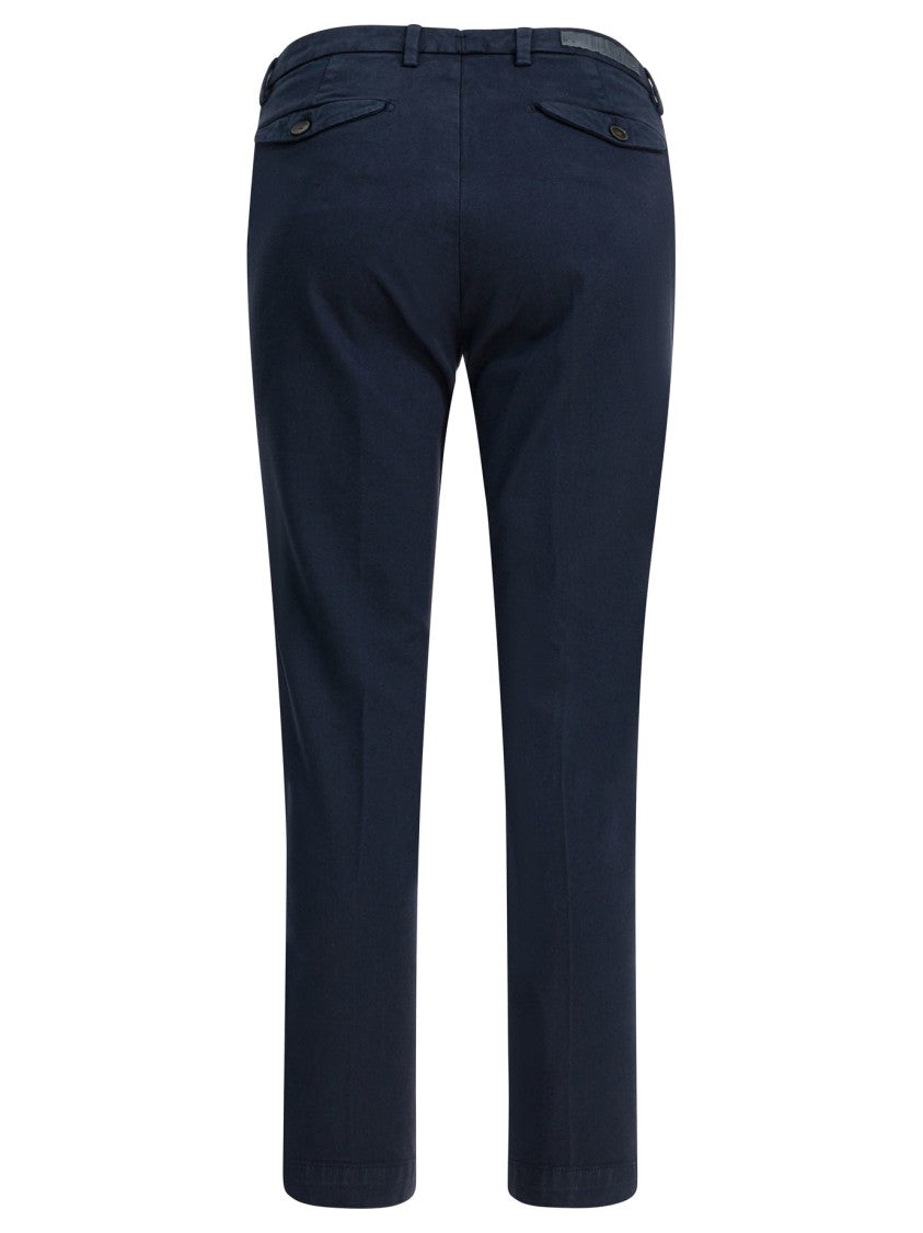 Briglia Tailored Blue Trousers With Mid-Rise Waist