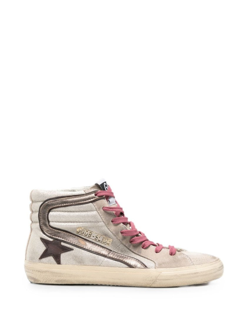 Golden Goose Beige Suede High-Top Sneakers With Star Patch