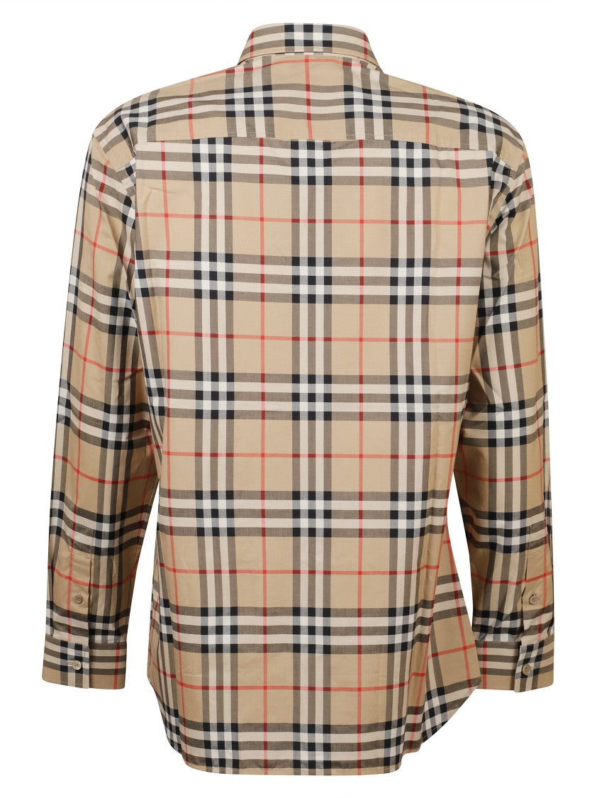Burberry Beige Plaid Button-Down Shirt