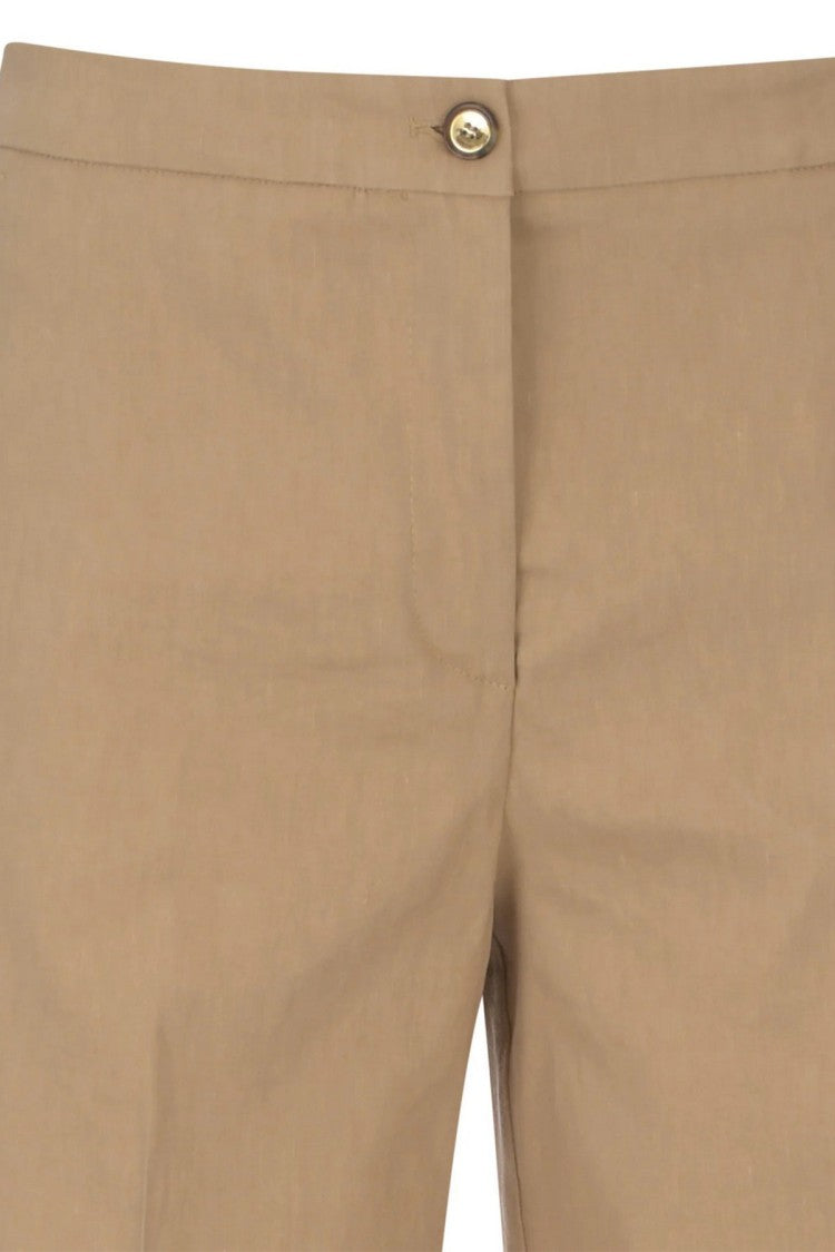 Pinko Camel Straight-Leg Tailored Linen-Blend Pants