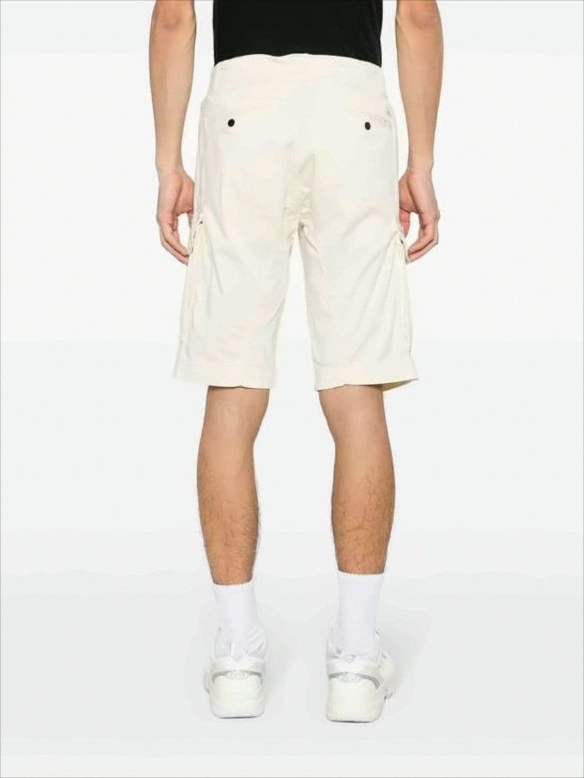 C.P. Company Structured Off-White Cargo Shorts With Distinctive Logo