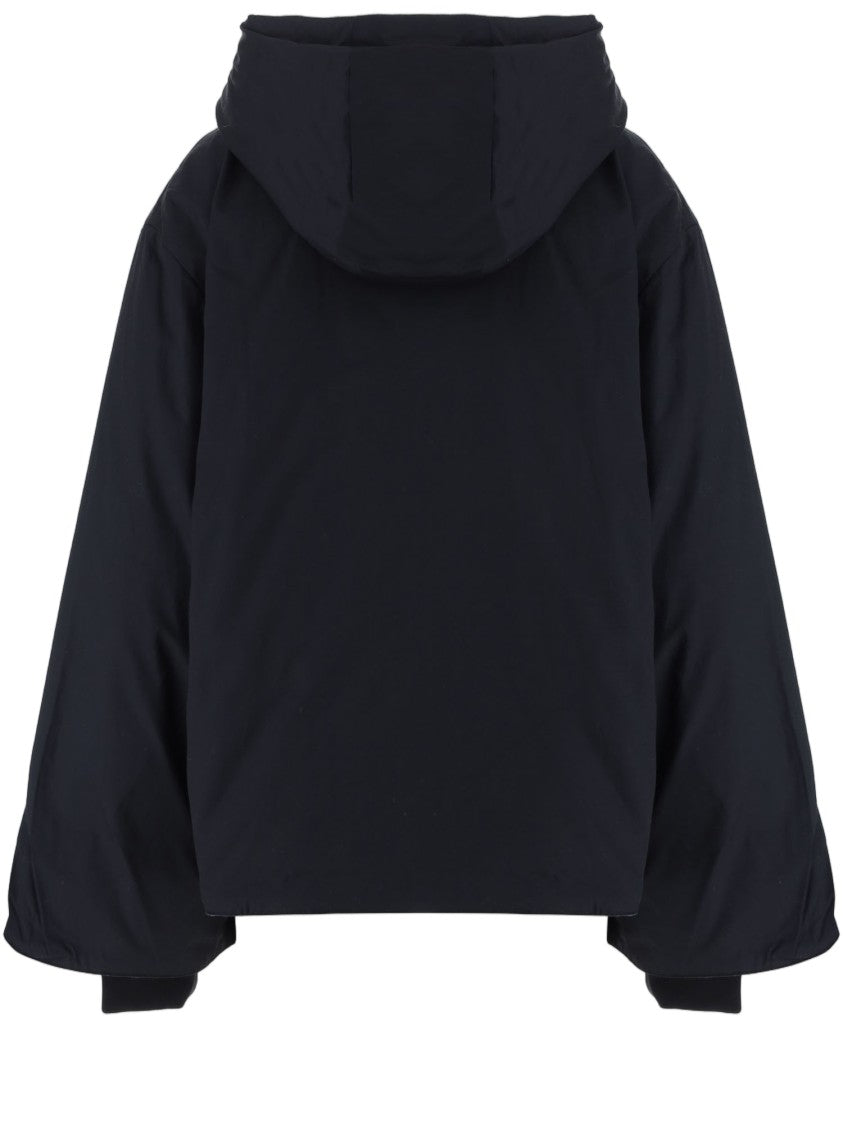 By Malene Birger Black Boxy Integrated Hood Recycled Cotton Jacket