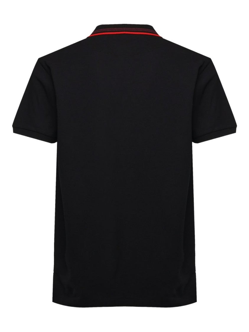 Vivienne Westwood Black Cotton Striped Collar Embroidered Polo
