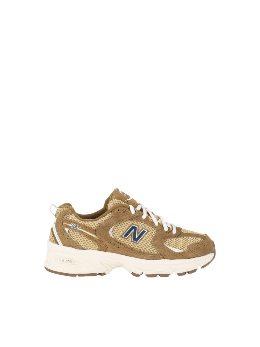 New Balance Bark/Navy Suede Mesh Low-Top Sneakers