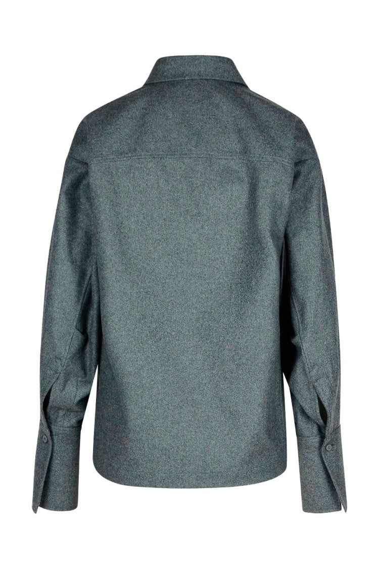 The Attico Grey Wool-Blend Button-Front Shirt