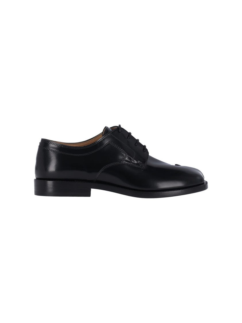 Maison Margiela Refined Black Leather Derby Shoes With Tabi Detail