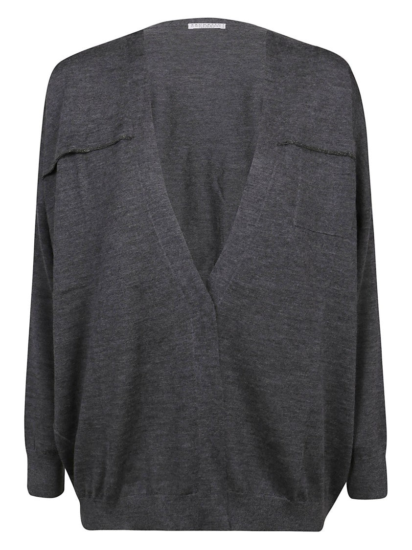 Brunello Cucinelli Relaxed Fit Deep V-Neck Sweater