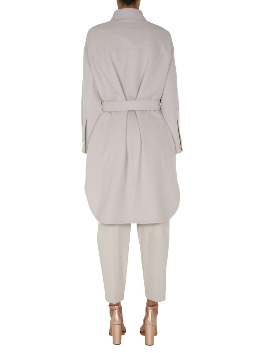 Brunello Cucinelli Belted Short Coat With Classic Collar