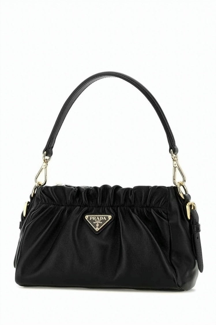 Prada Ruched Napa Leather Shoulder Bag