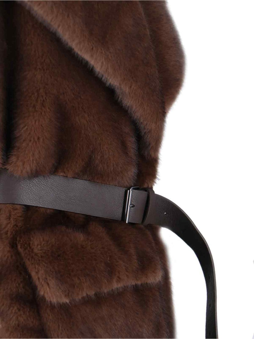 Parosh Faux Fur Vest – Brown