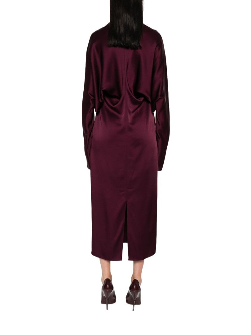 Stella Mccartney Burgundy Acetate-Blend Keyhole Midi Dress