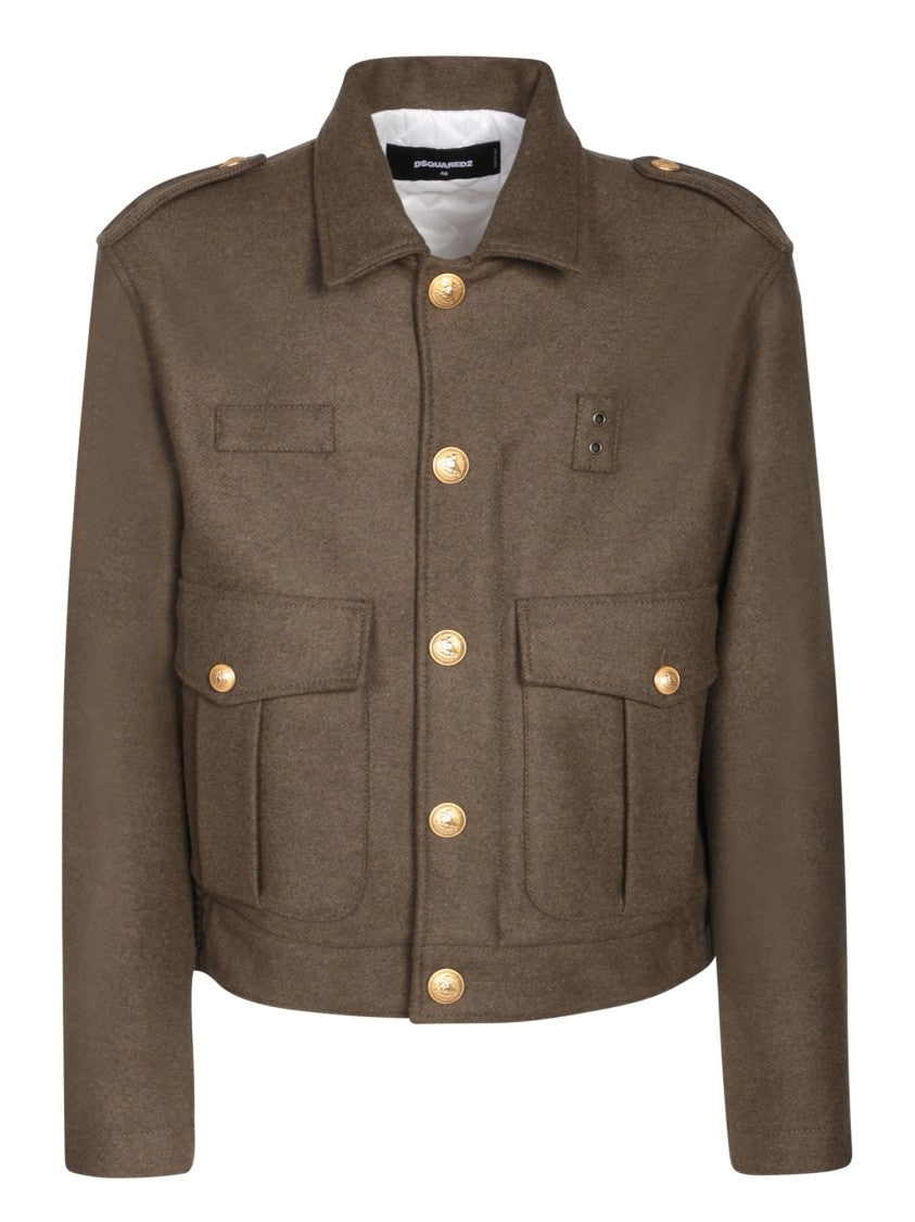 Dsquared2 Army Green Wool-Blend Jacket