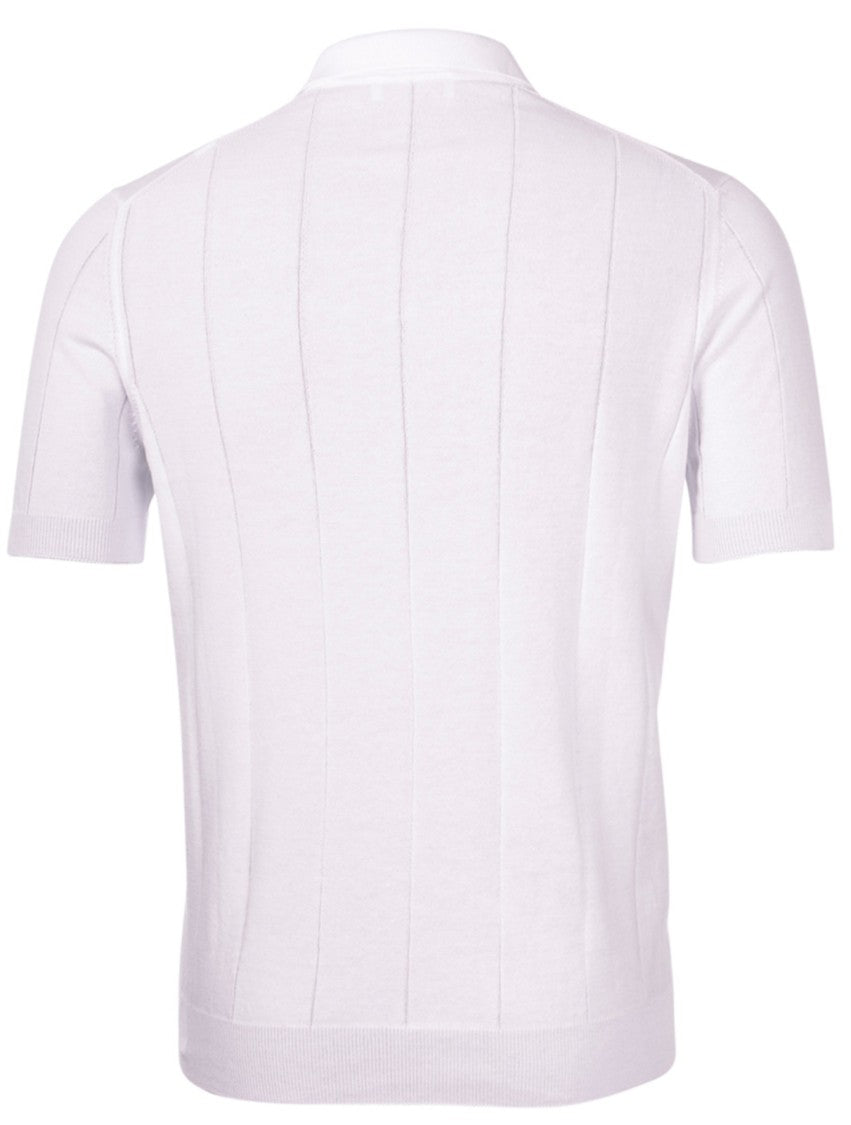 Paolo Fiorillo Capri Retro Vertical Ribbed Fresh Cotton Polo Shirt