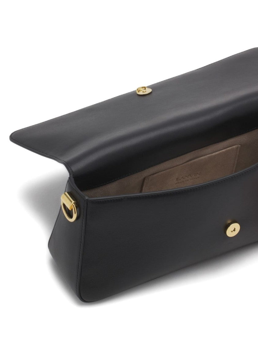 Lanvin Smooth Black Leather Foldover Bag