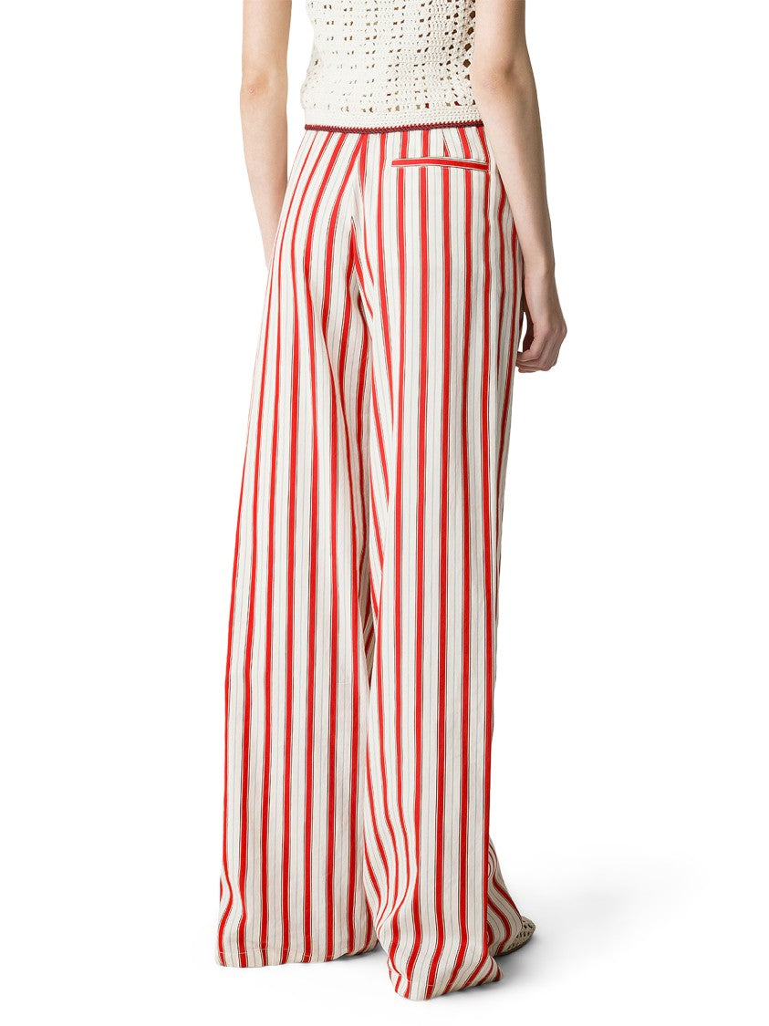 Forte Forte Pinstriped Straight-Leg Trousers With High Waist Design