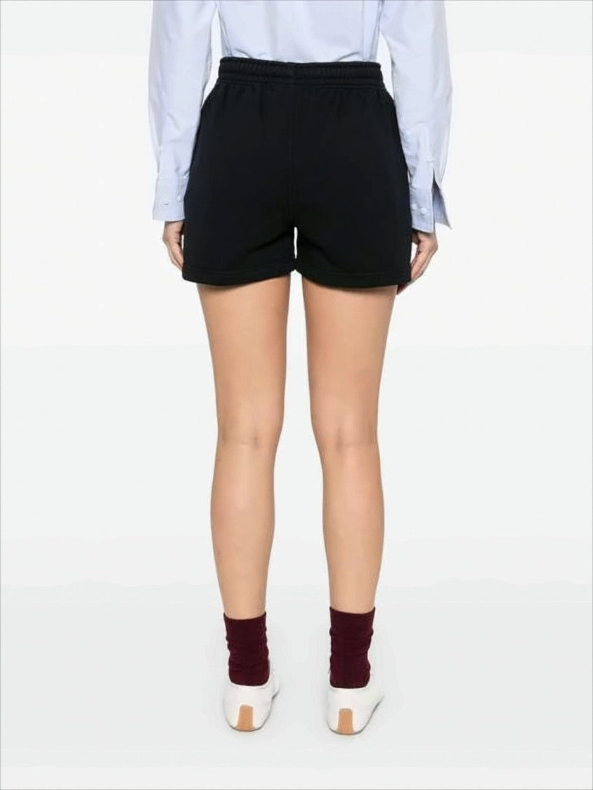 Maison Kitsuné Relaxed Fit Black Cotton Shorts With Drawstring Waist