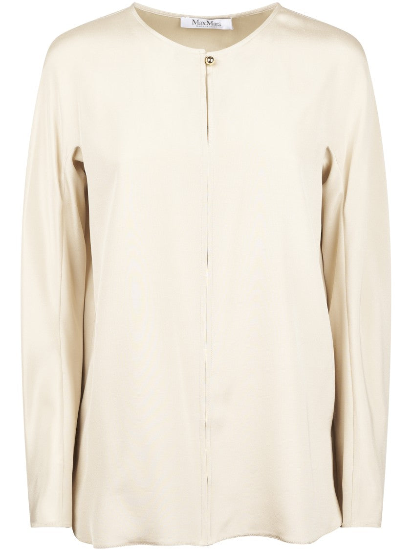 Max Mara Silk-Blend Long-Sleeved Top With Button Closure