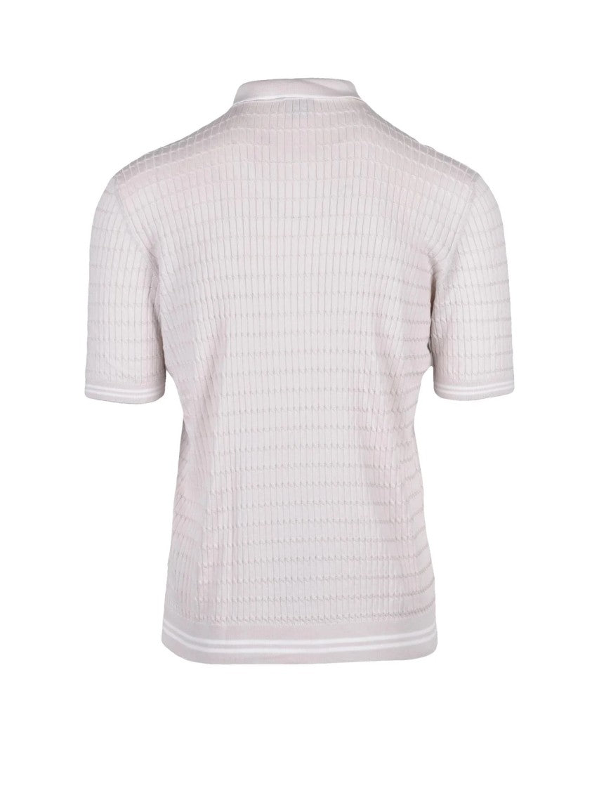 Eleventy Beige Cotton Knit Polo Shirt